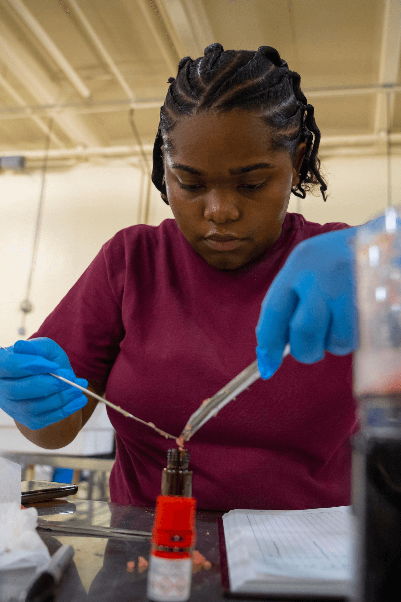 A student works in a lab