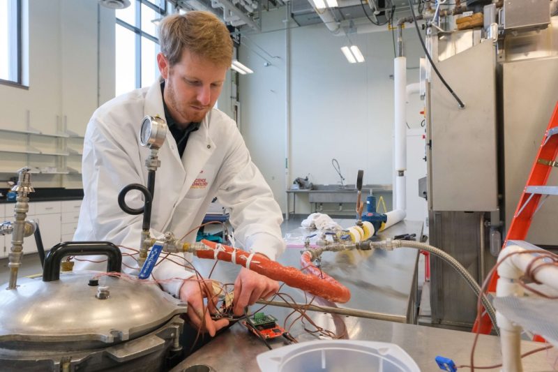 Researcher works in a lab