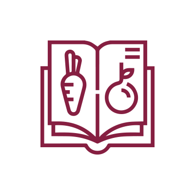 book icon with images of vegetables