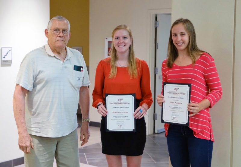 VA Association of Meat Processors Award winners Brittany Carter and Erin Deshazo