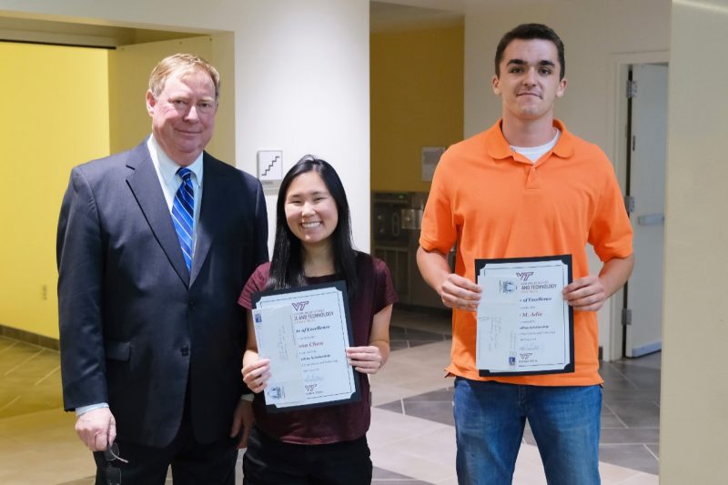 W.C. Collins Scholarship recipients Joanna Chan and Kyle Adie