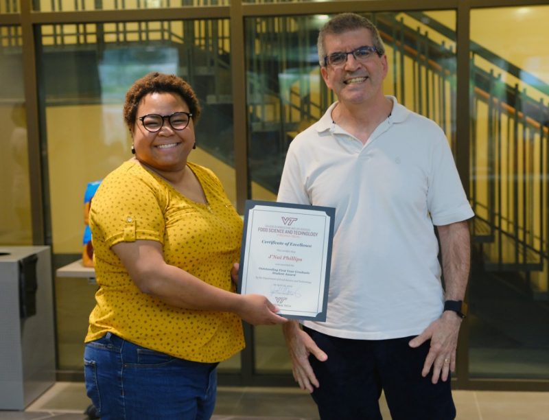 Outstanding First Year Graduate Student Award winner J'Nai Phillips
