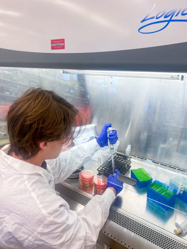 A student uses a pipette