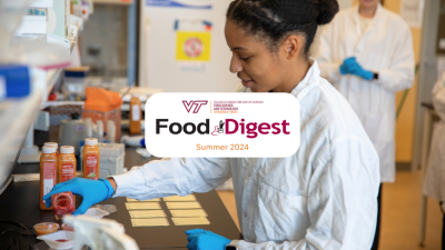 The cover page for the newsletter showing a student working in the lab